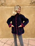 Chaqueta terciopelo reversible bicolor azul marino