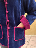 Chaqueta terciopelo reversible bicolor azul marino