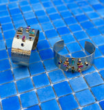 Brazalete dorado bolitas piedra